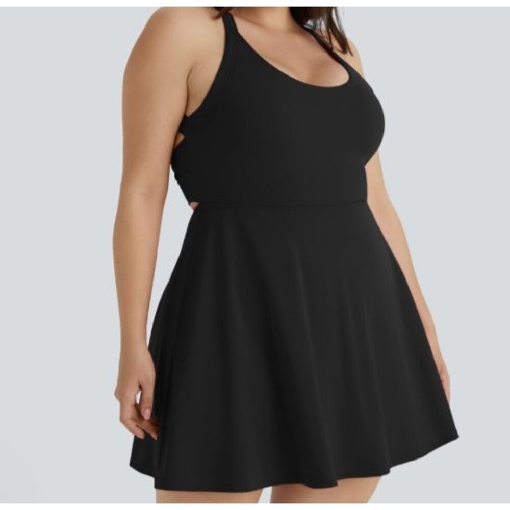 Halara Softlyzero Airy Cut Out Easy Peezy Active Romper Dress Black Plus Sz 3X